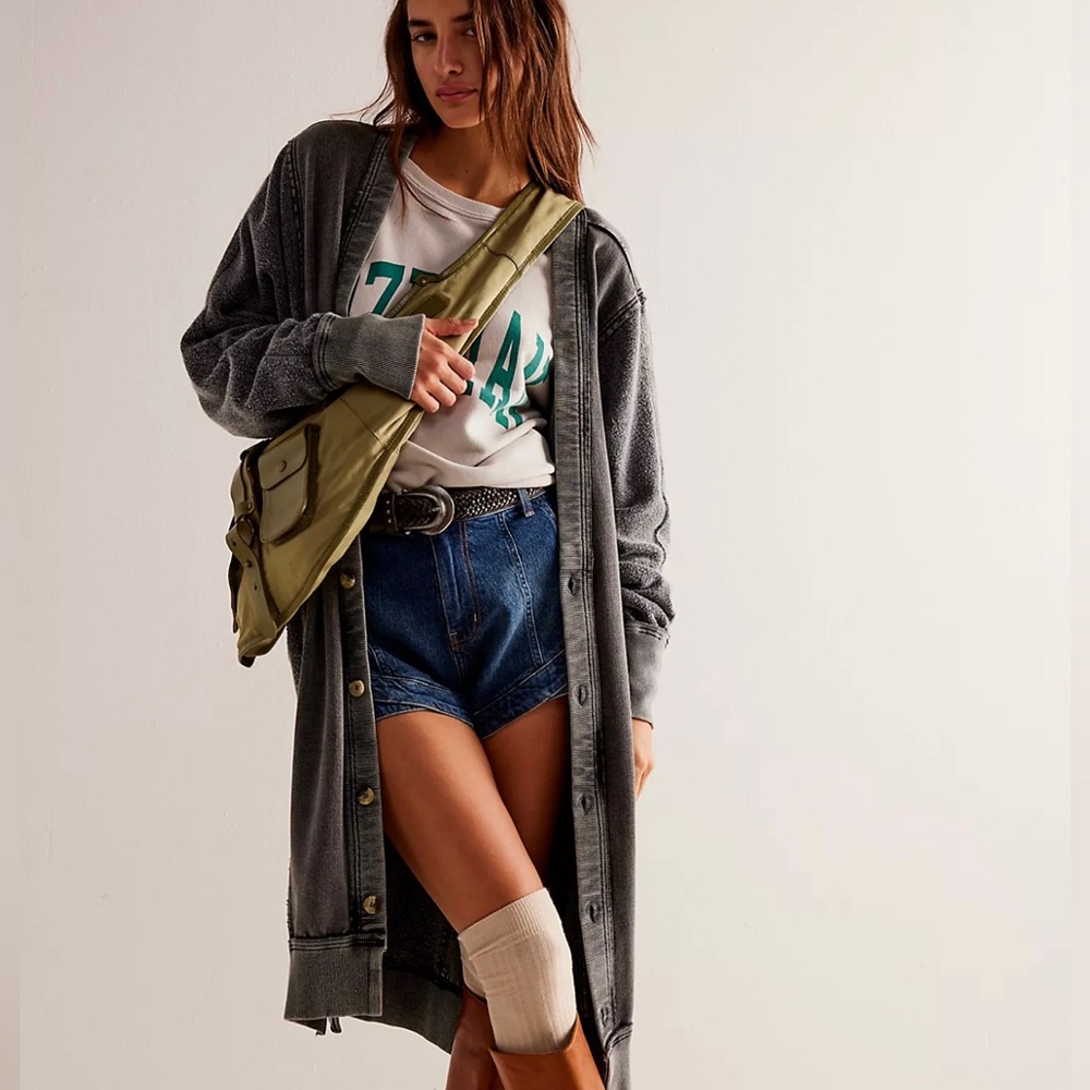 We The Free Dreamy Blue Cardi in Washed Black